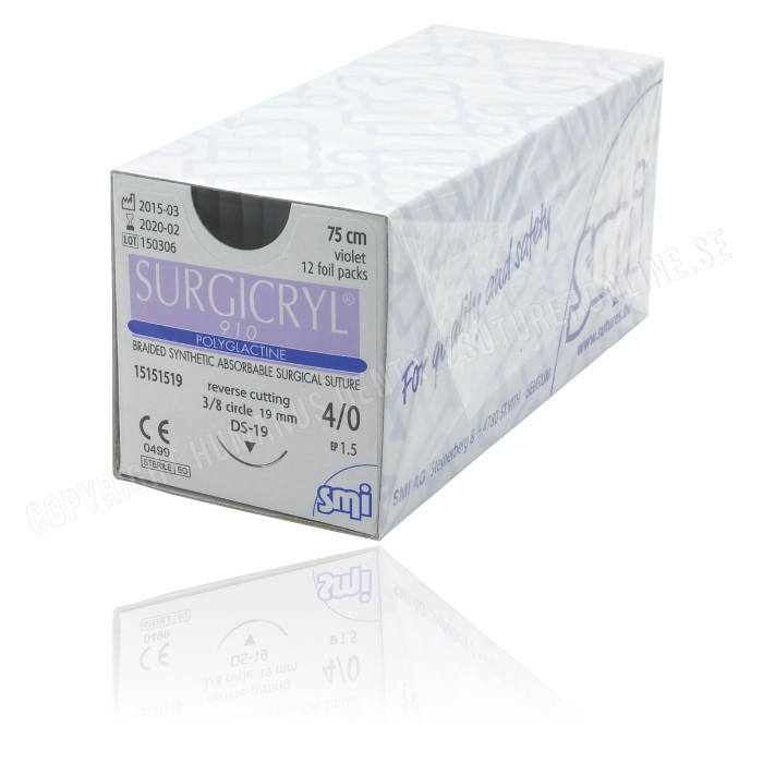 Surgicryl Resorberbar Sutur 4 0 DS 19 Mm Needle 75 Cm Purple