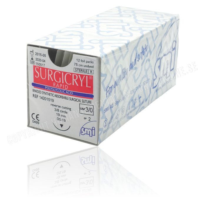 Surgicryl Rapid Resorbable Suture 5 0 DS 12 Mm Needle 75 Cm Undyed