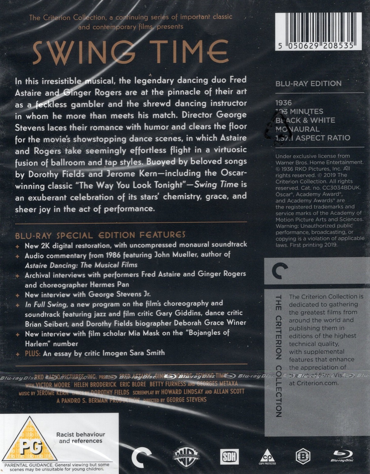 Swing Time Criterion Collection Ej Svensk Text Blu Ray