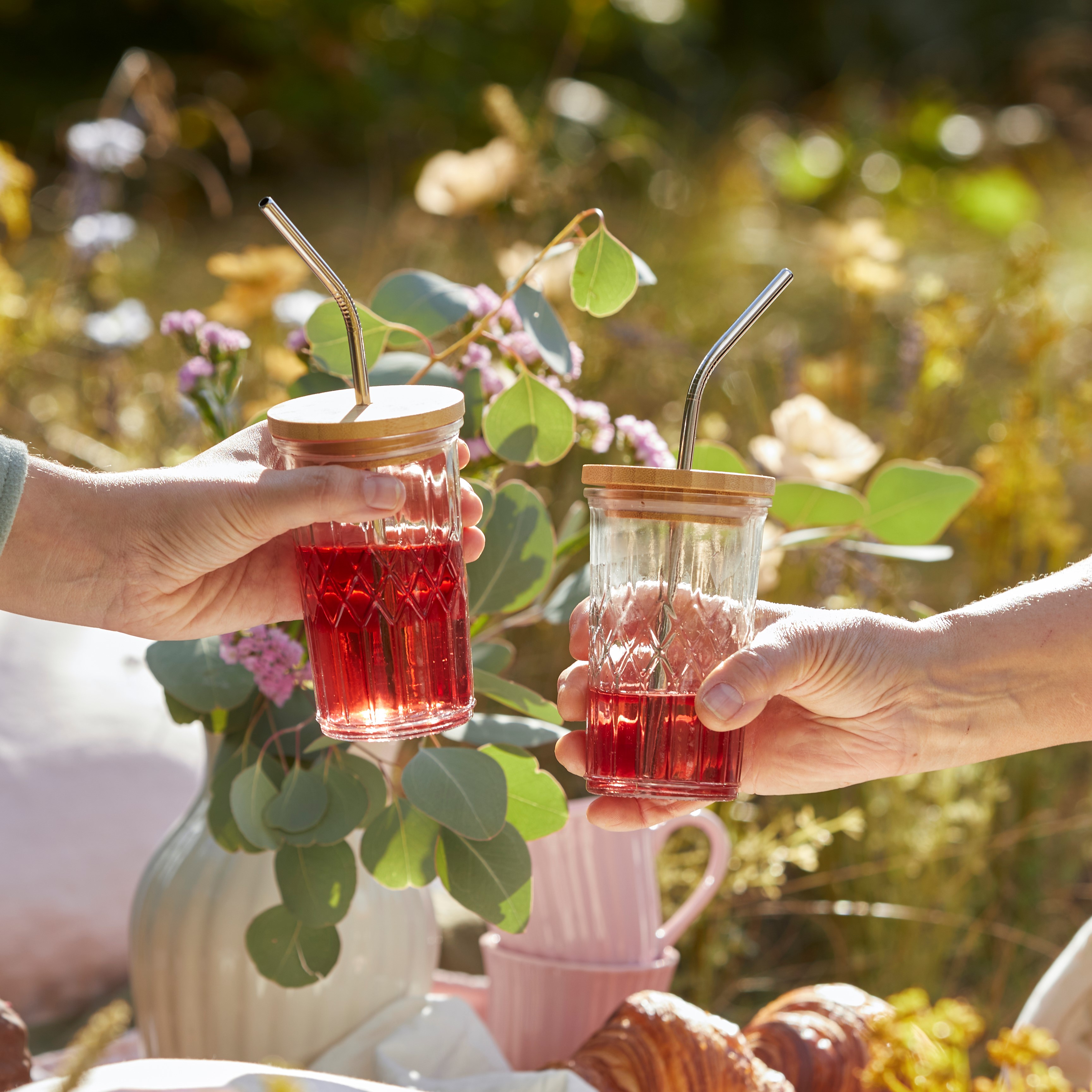 Glas med bambulock sugrör ÄNGSHEM INREDERI