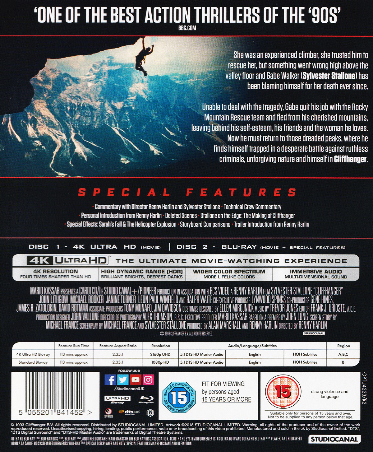 Cliffhanger Ej Svensk Text K Ultra Hd Blu Ray Kvarnvideo Se