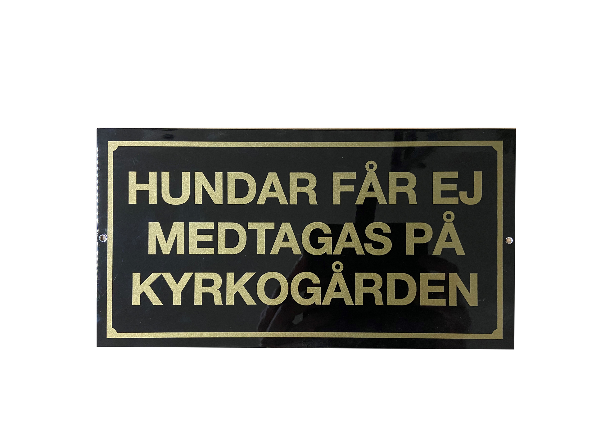 Skylt Hundar får ej medtagas på kyrkogården Orax