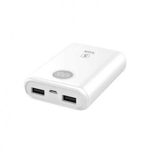 SiGN Mini Q C Powerbank Med Display 10 000mAh Vit Phonecrash Se