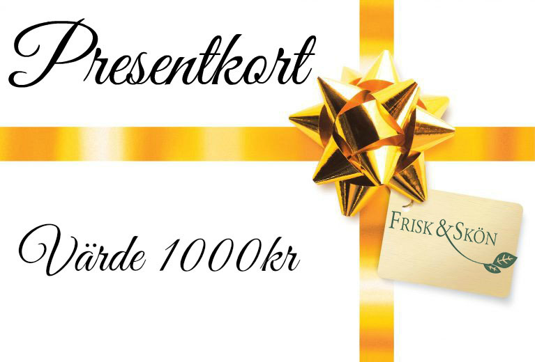 Presentkort på valfri behandling eller produkter Värde 1000:-