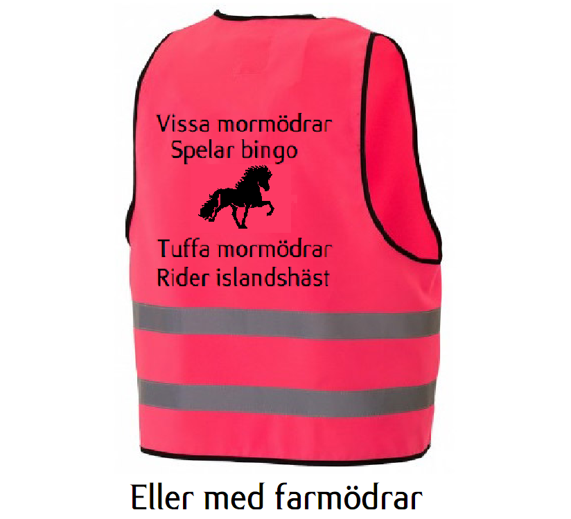 Reflexväst rosa med texten "Vissa tanter Spelar bingo Riktiga tanter rider Islandshäst" - 3