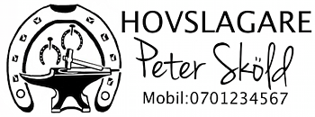 Dekal Hovslagare med hästsko och text.