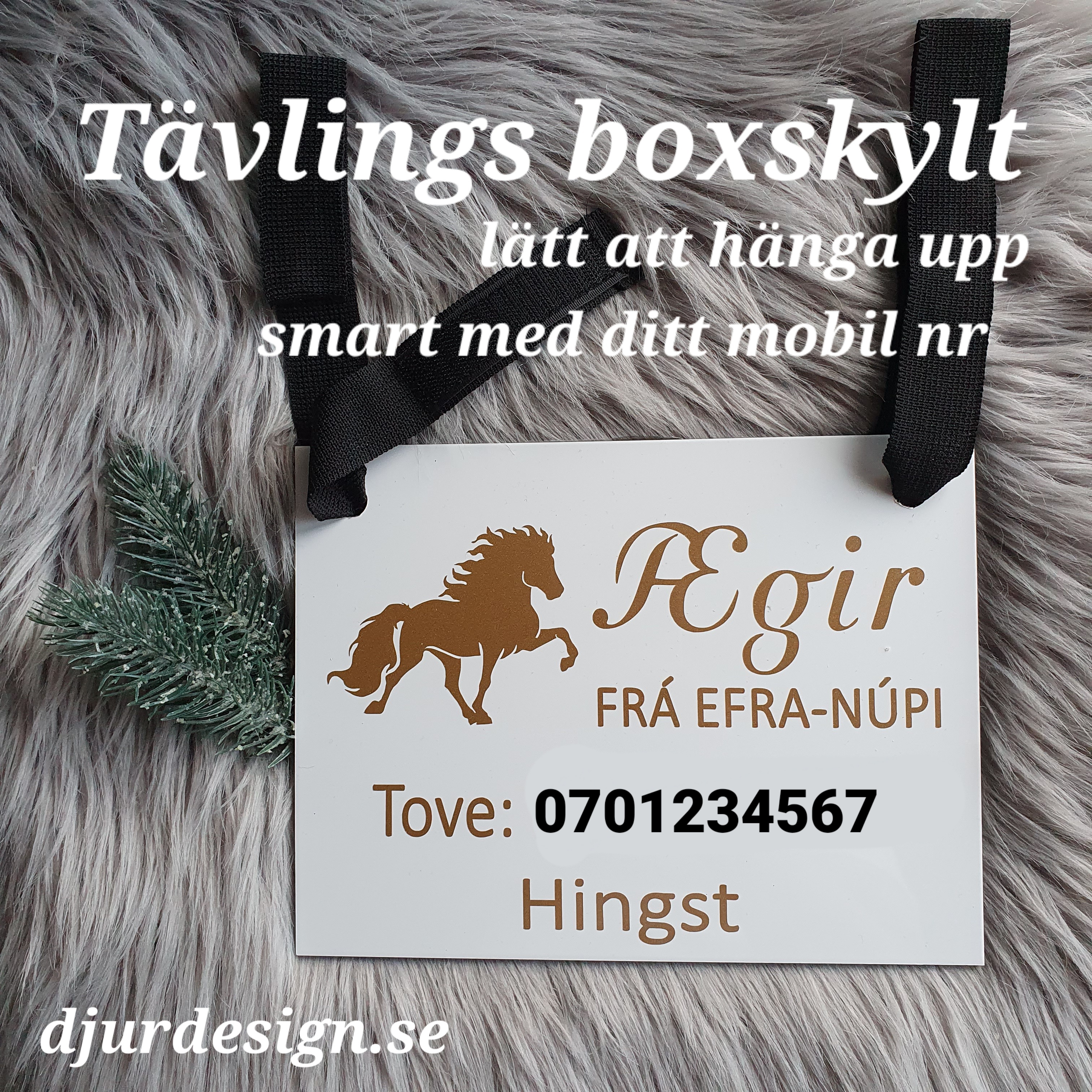 Boxskylt till tävling & kurser mm med upphägnings band - 6