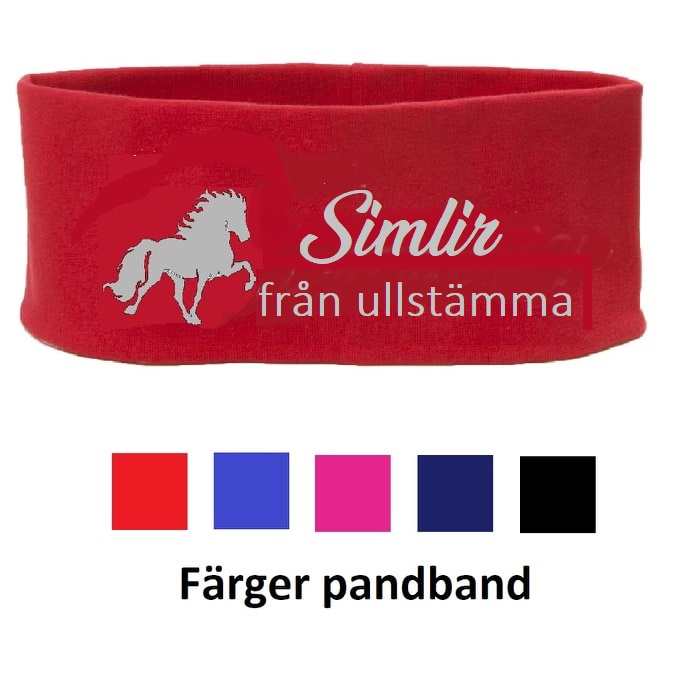 Nr 9 Pannband flera färger med liten islandshäst samt hästens namn tryck i reflex eller i färger - 2
