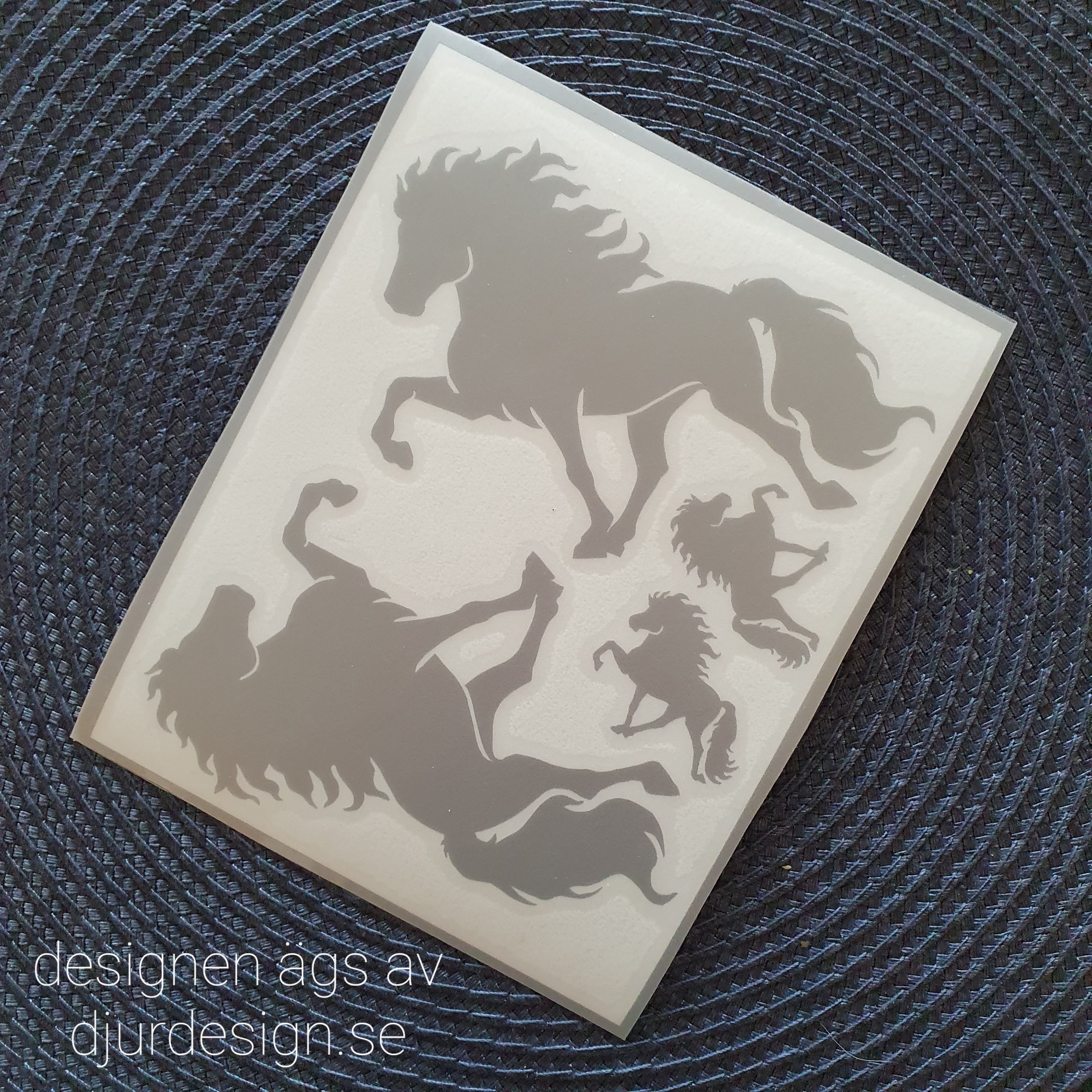 Klisterdekal Tölt islandshäst 2 st 10 x 8 cm 2 st 3 cm, set  4 stycken finns i flera färger 