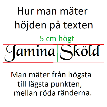 Nr 33  Klisterdekal egen text typsnitt Sidentosa i flera färger 5 -25 cm höga Priset är per bokstav