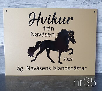 Nr 35 Boxskylt islandshäst i tölt 