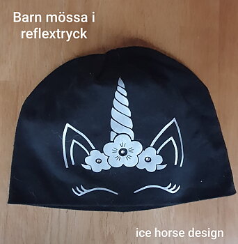 Barn mössa med reflextryck Unicorn och stenar 
