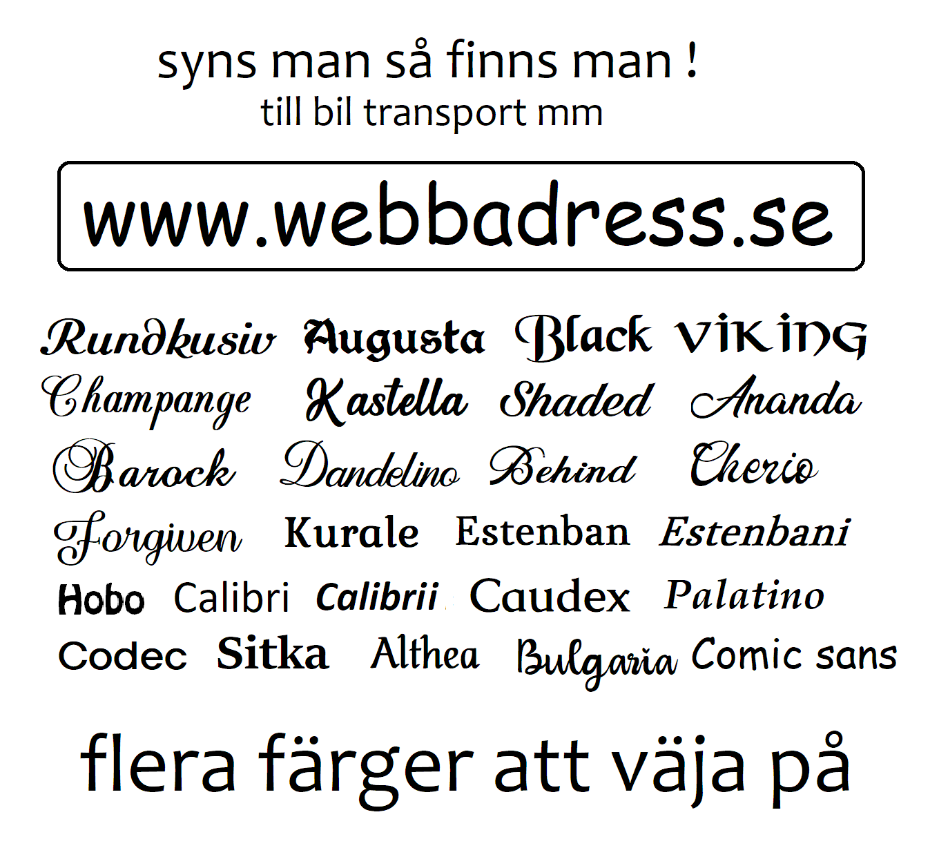 Webbadress  klisterdekal 10 cm höga 58 cm lång  till din bil / släp / transport  m.m