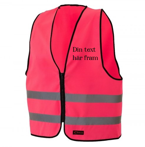 Reflexväst rosa med din text i 3 rader på ryggen. - 2