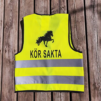 Gul Barn reflex väst Islandshäst + KÖR SAKTA