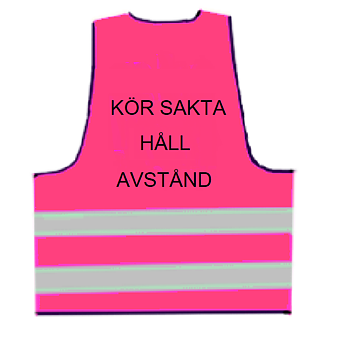  Reflexväst rosa med text i svart KÖR SAKTA HÅLL AVSTÅND