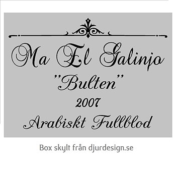 Nr 56 Boxskylt med  ras text och 1 slingor