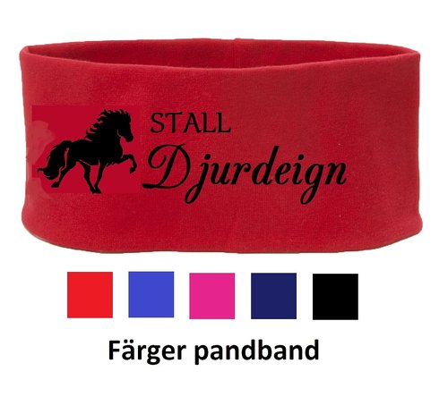 Nr 8 Stall Pannband flera färger med eget stall namn samt islandshäst tryck i  färger  - 5