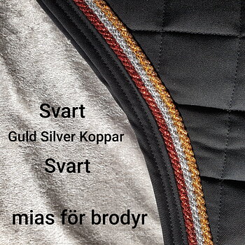 Bild Nr 210 Svart /guld silver koppar ,Runt hela / Kant svart.  Mias Shalocker vojlok  för namnbrodyr till islandshäst.