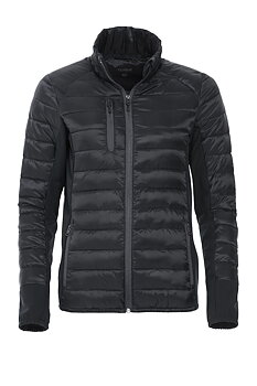 Smart herr jacka  i Svart bubbel & softshell med islandshästar brodyr fram. Bak vljer du själv din brodyr text eller motiv
