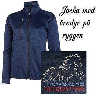 Jacka med brodyr på ryggen. Svart melerad eller Marin melerade  Skal 2