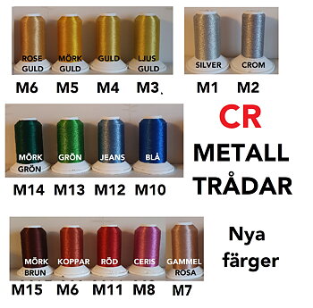 Nr 11 Pannband i flera olika färger med broderad text med metaltlråd .