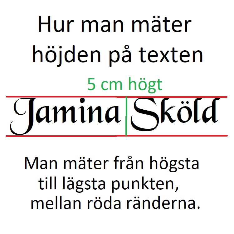 Nr 1 Klisterdekal egen text Calibri typsnitt i flera färger 3- 25 cm höga Priset är per bokstav - 2