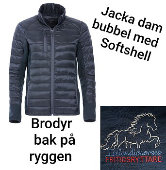 Jacka dam bubbel / softshell  med ryggbrodyr.. Svart eller Marin 