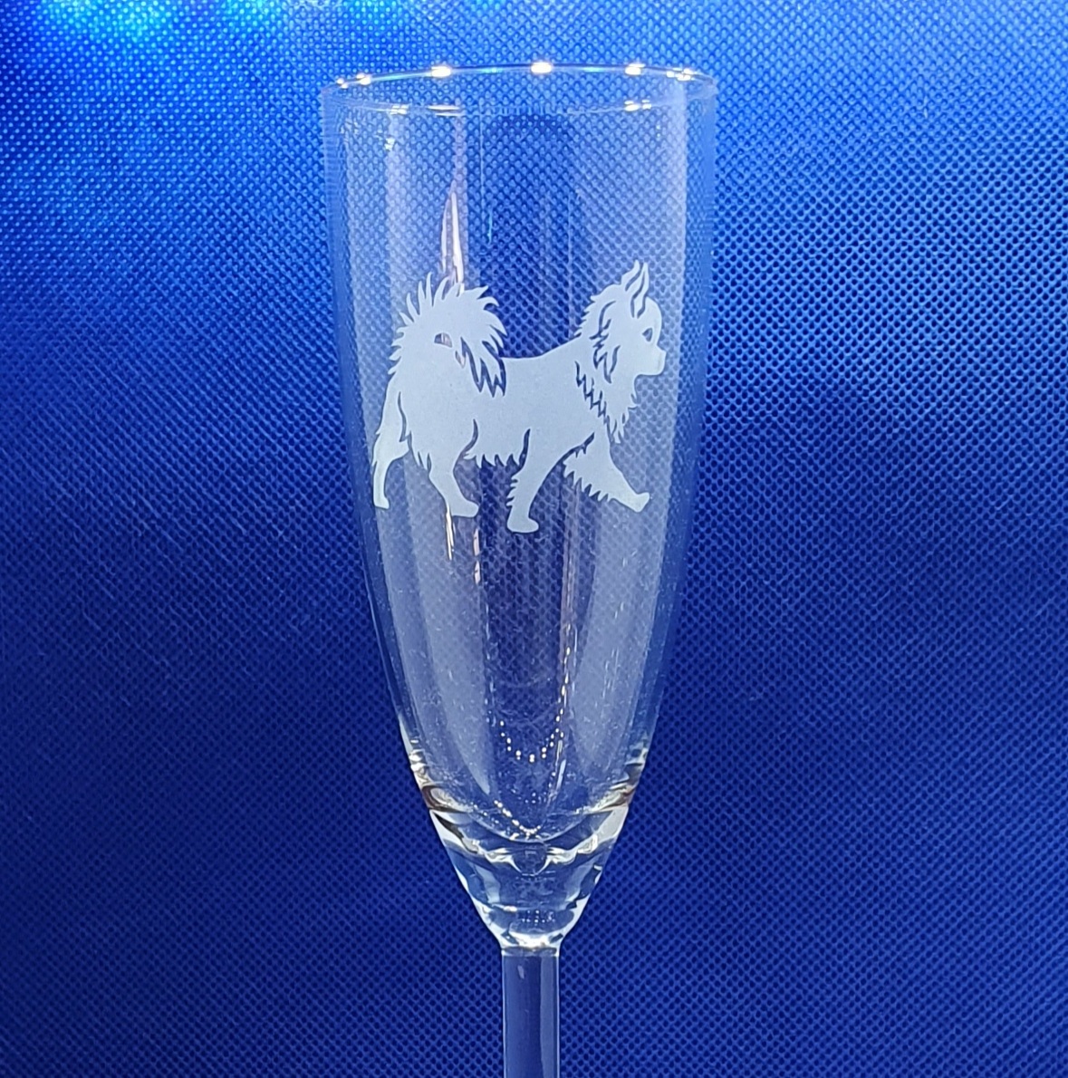 Nr 7  Graverad Chihuahua champange glas 