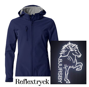  Softshell  modell i  svart eller marin med reflex tryck Bjursby loggan
