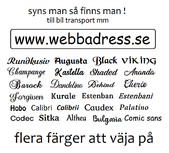  Webbadress  Klisterdekal text 5 cm höga 58 cm lång  till din bil / släp / transport fönster mm