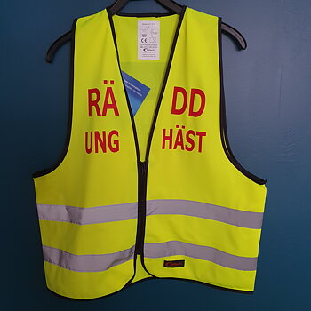 Reflexväst gul med tryck fram och bak ÖVNINGSRIDER UNGHÄST RÄDD Vår mest populära !!