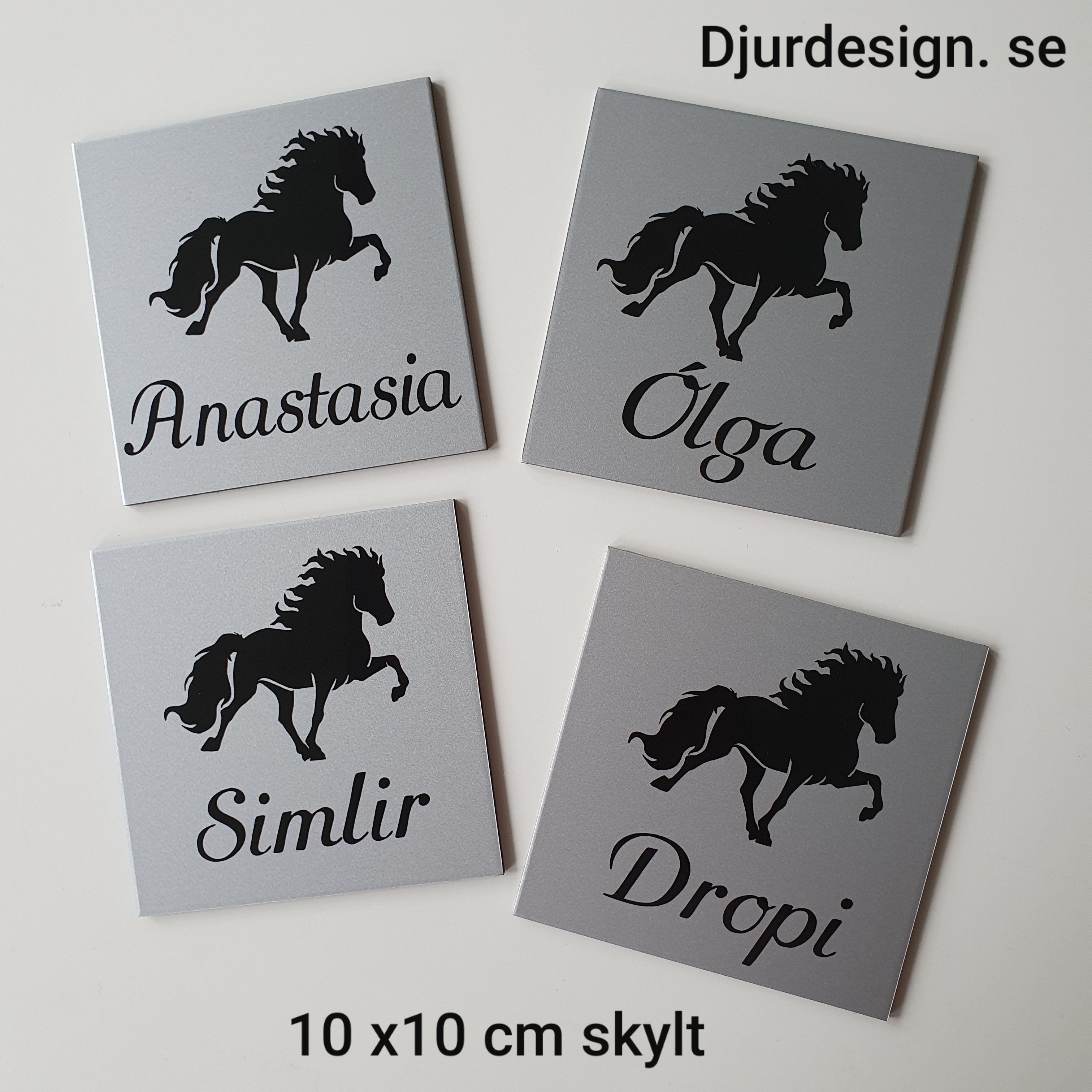 Nr 1 A Träns & sadel namnskylt  10 x 10 cm flera färger islandshäst + namn  - 2