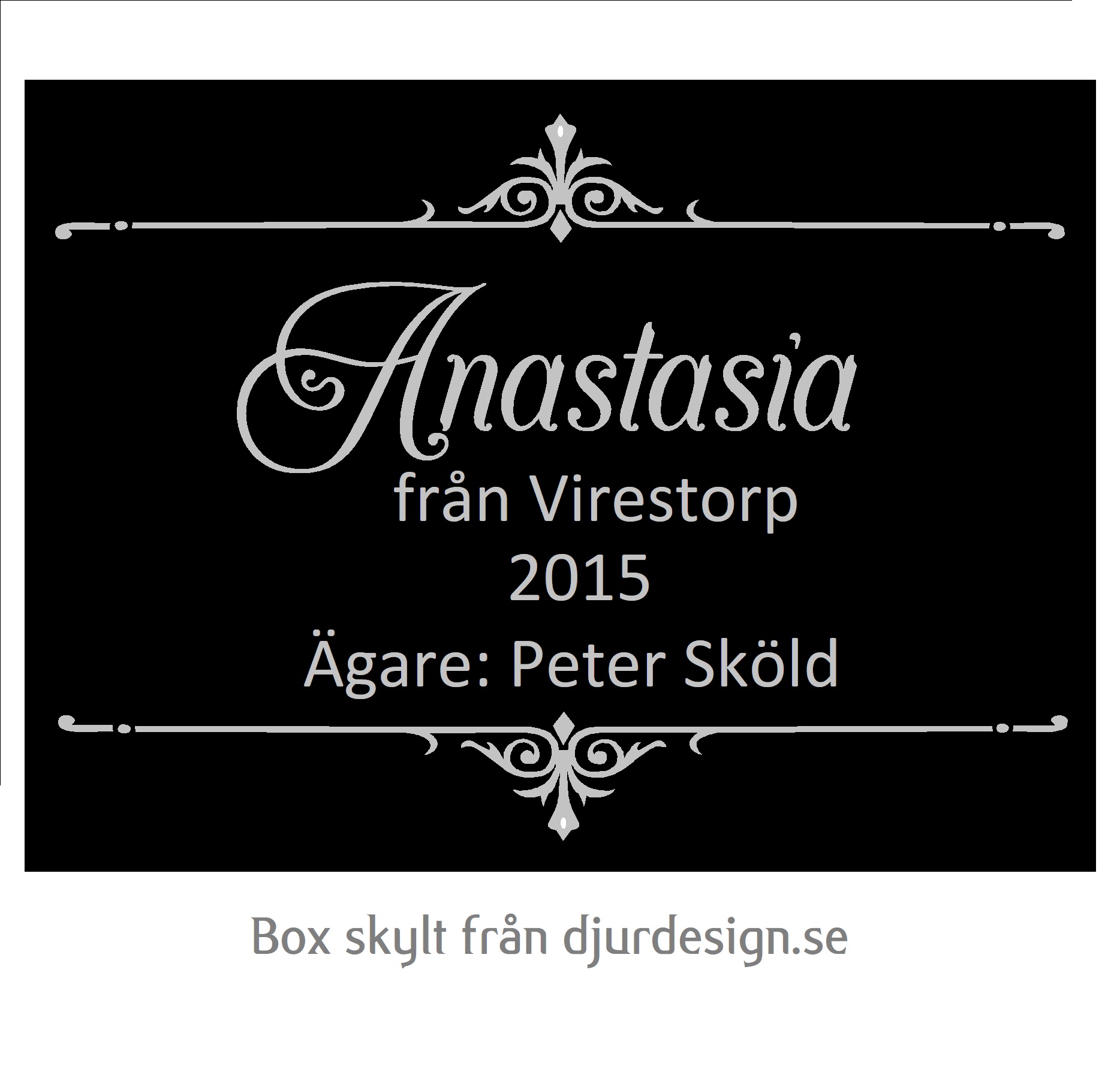 Nr 51 Boxskylt med  ras text och 2 slingor