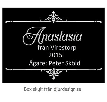 Nr 51 Boxskylt med  ras text och 2 slingor