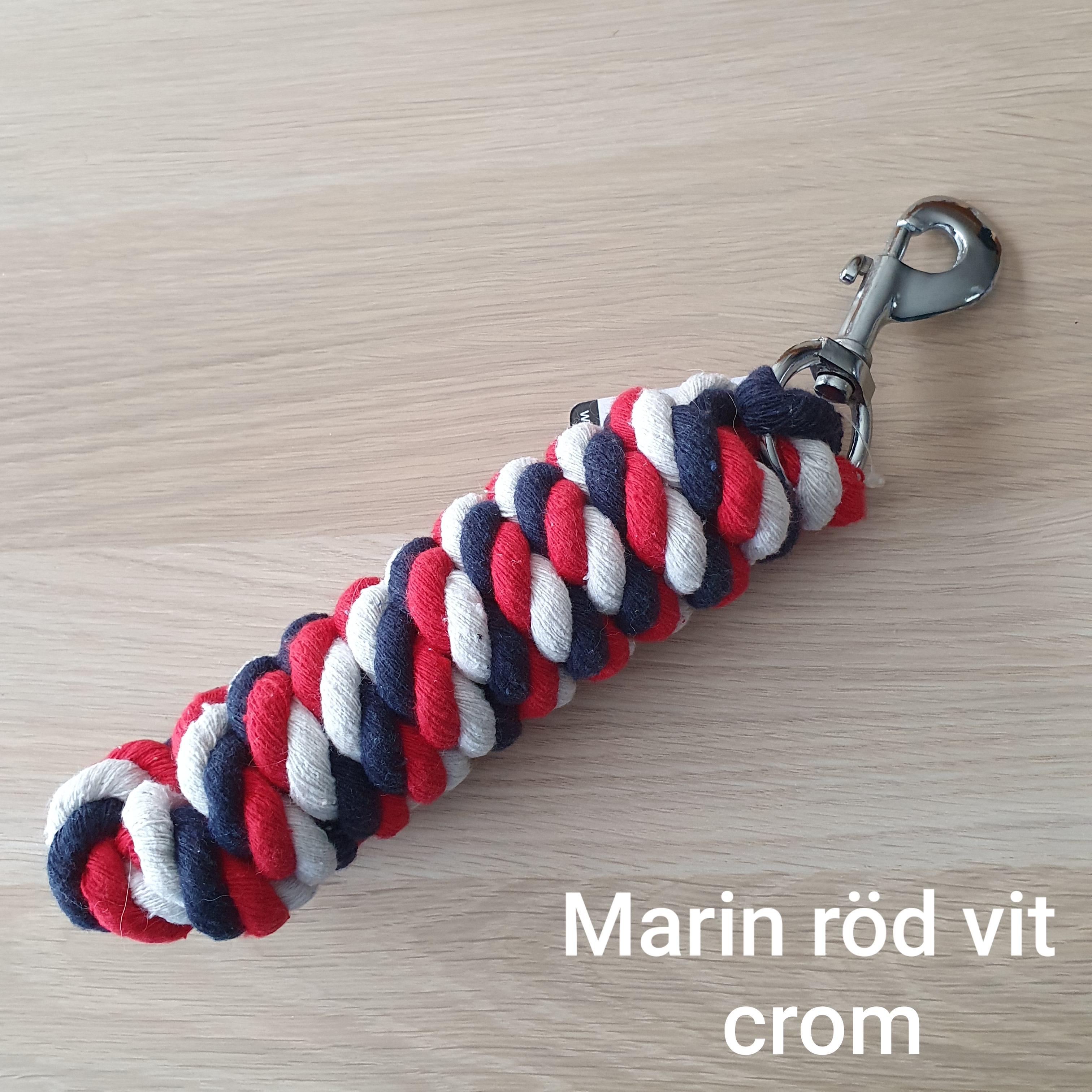 K3 Grimskaft  Marin Vit  Röd  randig 2 meter bomull  crom hake .