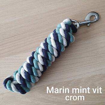 K4 Grimskaft  Marin Vit  Mint  randig 2 meter bomull  crom hake .