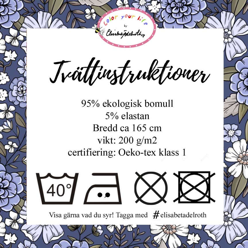 SLUTSÅLT Jerseytyg ekologisk bomull,  "TRUE BLUE", metervara,  - 4