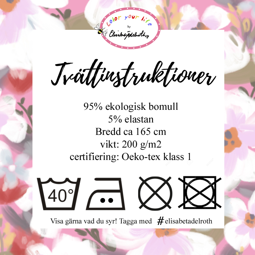 SLUTSÅLT Jerseytyg ekologisk bomull,  "Great garden", metervara,  - 10