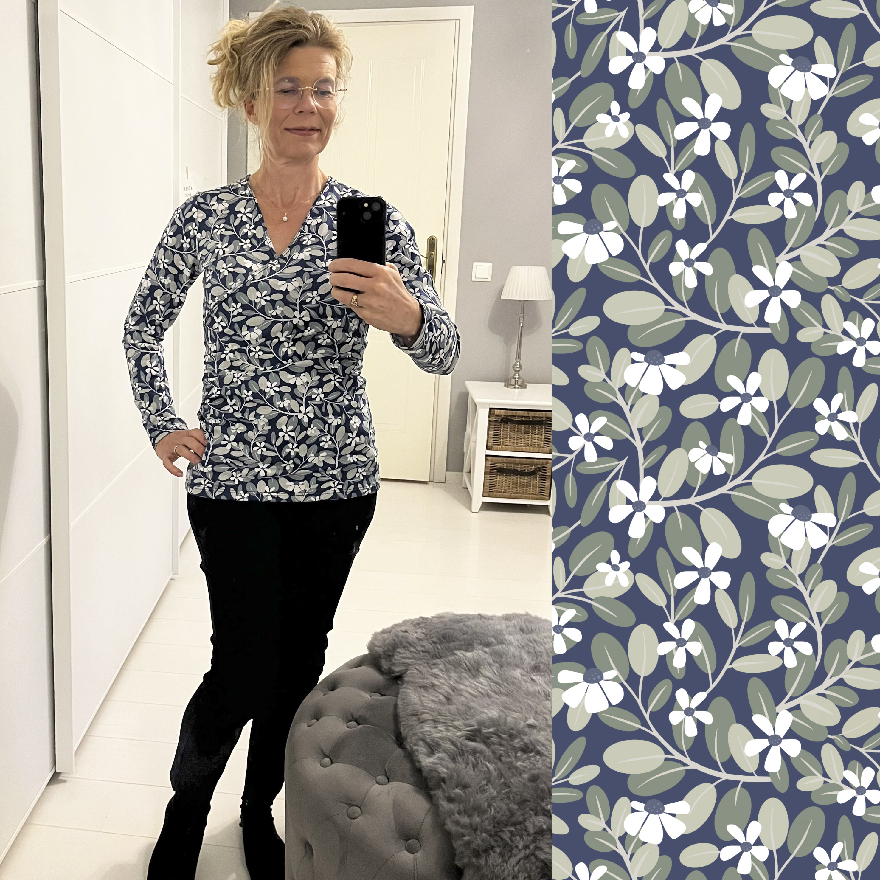 SLUTSÅLT  Jerseytyg ekologisk bomull,  "FRU KVIST", metervara