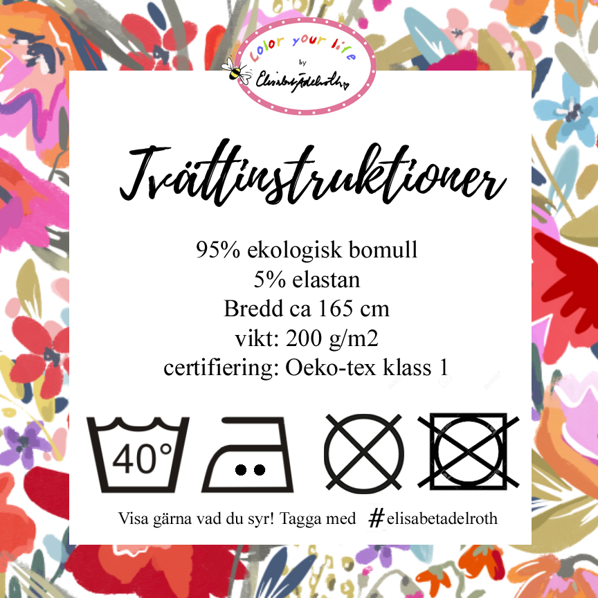 SLUTSÅLT Jerseytyg ekologisk bomull,  "PRETTY EMMA", metervara,  - 10
