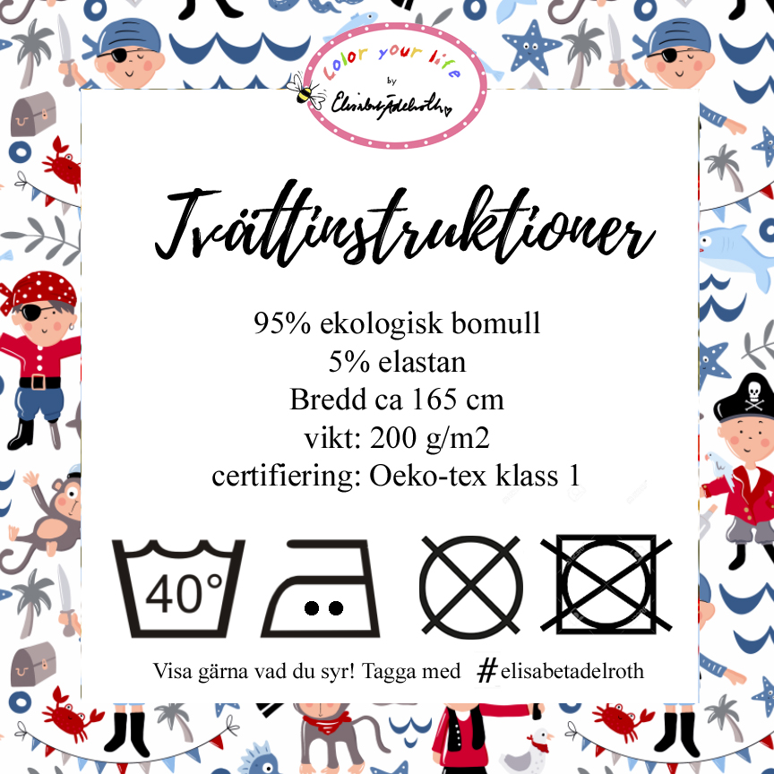  Jerseytyg ekologisk bomull,  "SKEPP O'HOJ", metervara,  - 8