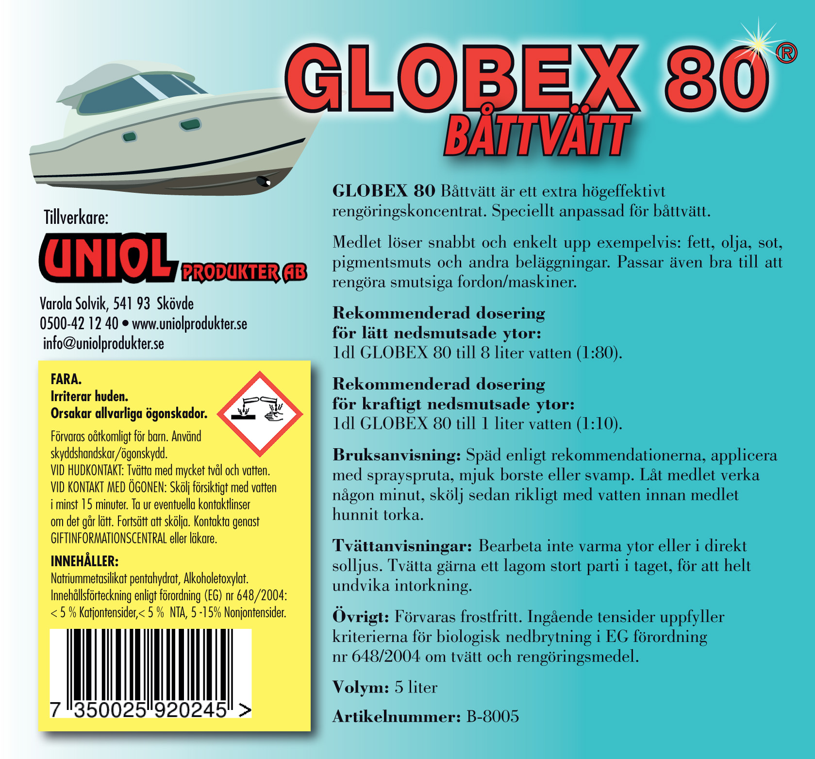 Globex 80 Båttvätt 5 Liter
