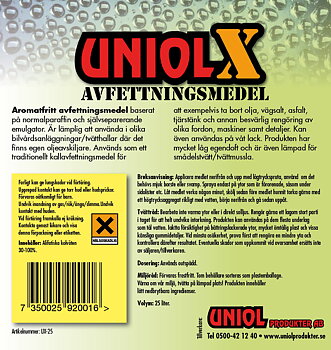Uniol X Aromatfritt avfettningsmedel 20 Liter