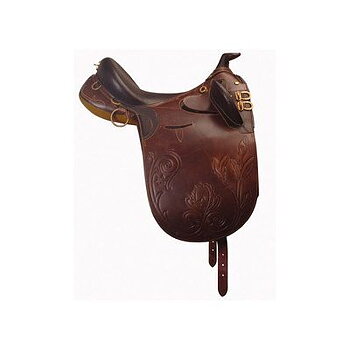 Stocksadel i läder med horn inkl. tillbehör- Endurance, 17,5". Brun.