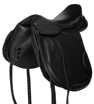 Allroundsadel i läder med polyflexbom. Flexzone- Saddles "León" - 5 Utbytbara koppjärn. 18,5"