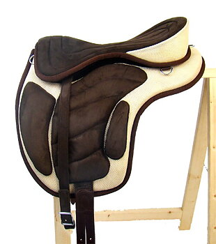 Bomlös sadel i syntet- beige/brun - Close contact. 18"