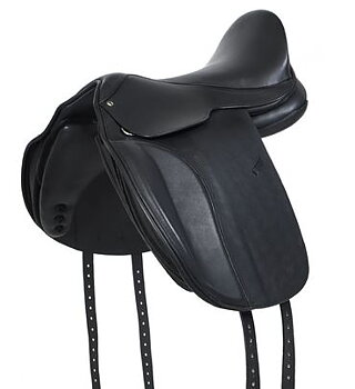 Bomlös dressyrsadel i läder -Flexzone- Saddles "Valencia" - 17,5"- 5 Utbytbara koppjärn