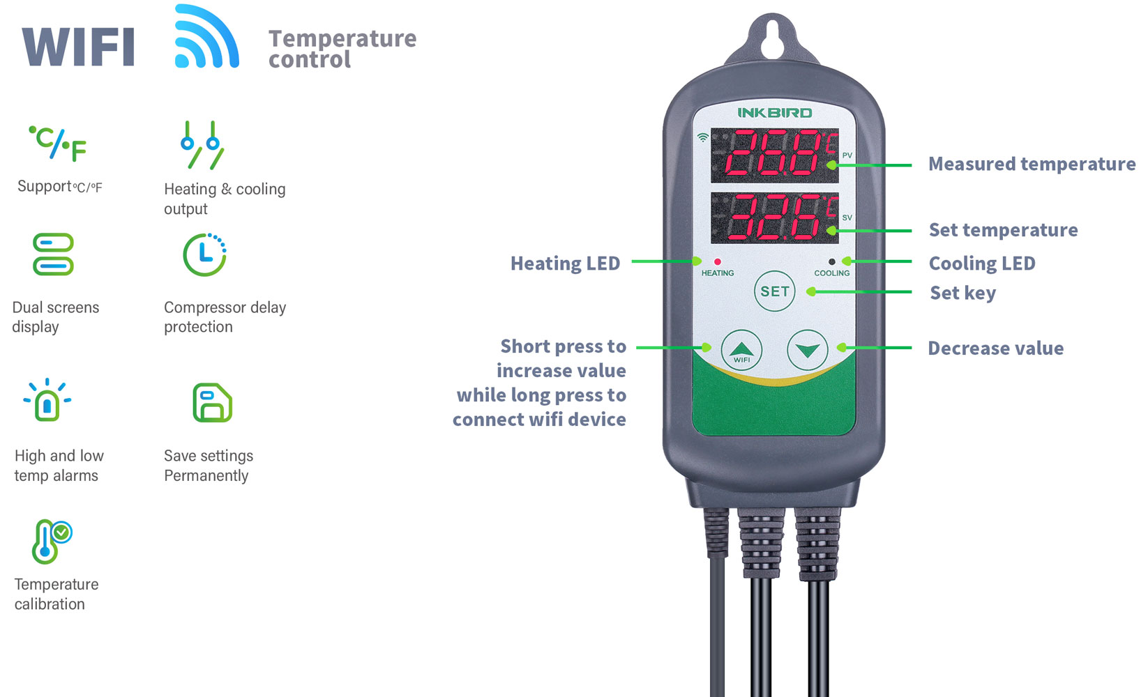 Inkbird ITC-308 Temperature Controller Temperaturregler Heizen & Kühlen Control 