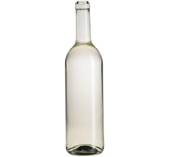Genomskinlig vinflaska av glas